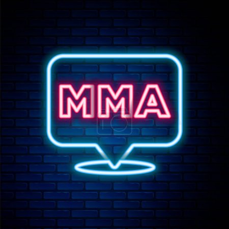 Illustration for Glowing neon line Fight club MMA icon isolated on brick wall background. Mixed martial arts. Colorful outline concept. Vector - Royalty Free Image