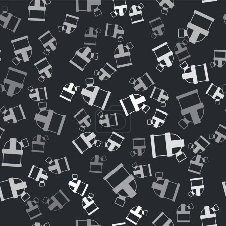 Grey Astronomical observatory icon isolated seamless pattern on black background. Observatory with a telescope. Scientific institution.  Vector