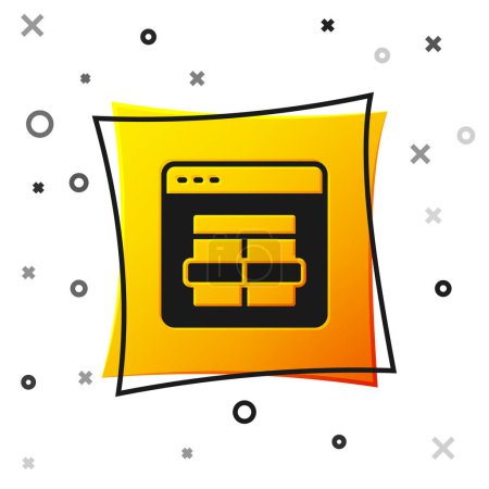 Black MySQL code icon isolated on white background. HTML Code symbol for your web site design. Yellow square button. Vector