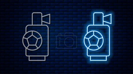 Glowing neon line Air horn icon isolated on brick wall background. Sport fans or citizens against government and corruption.  Vector