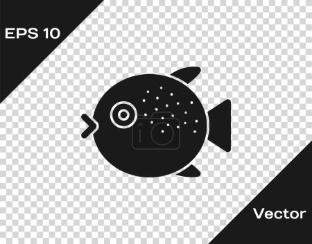 Black Puffer icône de poisson isolé sur fond transparent. Fugu poisson japonais bouffées de poisson. Vecteur..