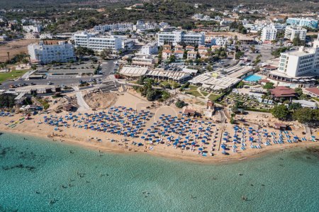 Fig Tree beach and hotels in Protaras resort in Famagusta District, Cyprus island country