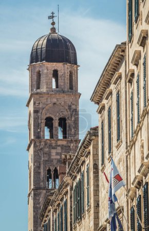 Bell tower of Franciscan Church and Monastery in Dubrovnik, Croatia