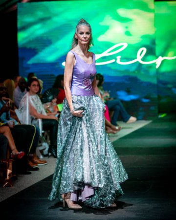 Photo for A model wA model walks the runway for Designer Lily Marotto Fashion Show during FLL Fashion Week at Fort Lauderdale, FL on March 18th, 2022 - Royalty Free Image