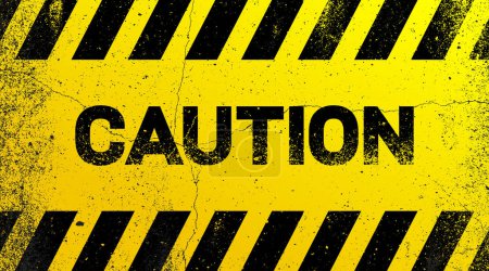Illustration for Blank Caution sign or warning symbol on grunge yellow background for construction and road safety concept. Grunge danger background. Vector illustration. Isolated on yellow background. - Royalty Free Image