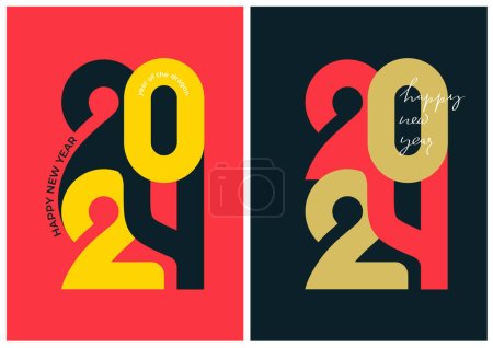 Illustration for Set of Happy New Year 2024 design. Templates of business diary for 2024 with wishes. Brochure design template, card, banner. Logo text design number design. Vector isolated on white background. - Royalty Free Image