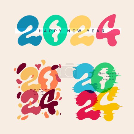 Illustration for Set of number 2024, with a sleek and modern design. Premium design for 2024 New Year celebration and greeting. Isolated on white background. Vector illustration. - Royalty Free Image