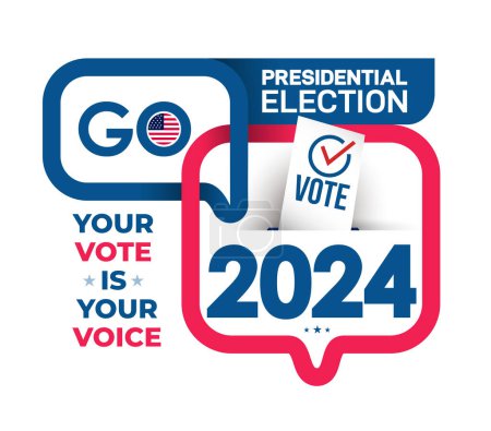 Template USA 2024 Presidential Elections Event Banner, card, poster design, site. Presidential Elections 2024 Banner with American design and typography background. Vote day, November 5. US Election.