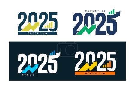 Set of Budgeting 2025 logo design, 2025 budget banner design templates. 2025 text with yellow, green and blue color. Vector illustration. Design for business, government agencies.