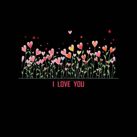Ilustración de Día de San Valentín fondo horizontal sin costuras con flores como el corazón - Imagen libre de derechos