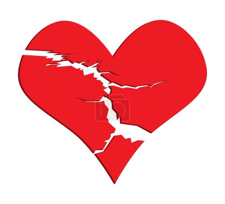 Le coeur d'amour rouge vecteur isolé brisé en deux icônes emoji, c?ur brisé, c?ur brisé tatoo