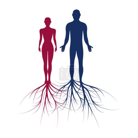 Illustration for Man woman people couple person roots personality and heritage illustration - Royalty Free Image
