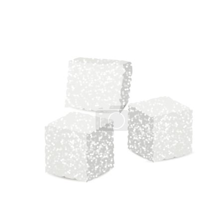 Ilustración de Conjunto de azúcar blanco con pilas y cubos ilustración vectorial aislado realista - Imagen libre de derechos