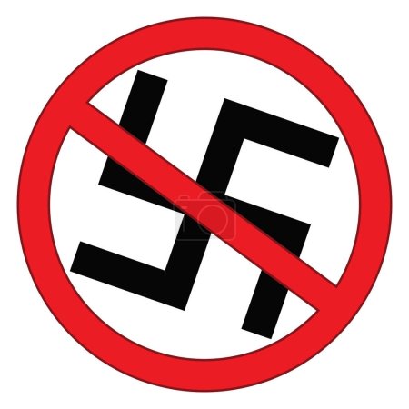 Illustration for No war stencil in propaganda style vector logo with the Nazi sword. Swastika fascism - Royalty Free Image