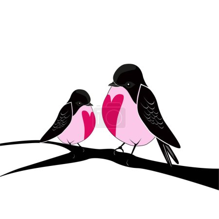 Illustration for Love birds getting married vector illustration  tattoo - Royalty Free Image