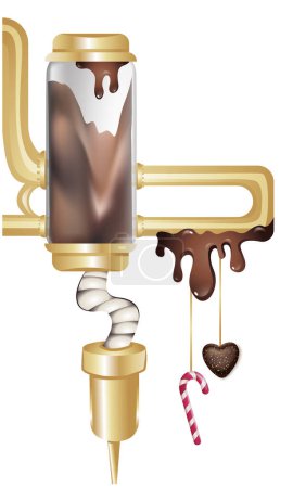 Chocolate factory elements of mechanisms and candies 6. Vector illustration
