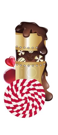 Chocolate factory elements of mechanisms and candies 7. Vector illustration