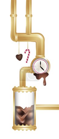 Chocolate factory elements of mechanisms and candies 9. Vector illustration