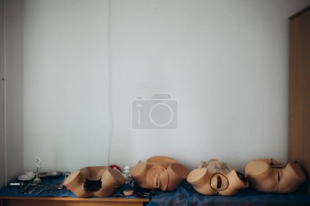Foto de Training anatomy model for students studying medicine. Simulation of birth. Newborn in vagina, female. clipping path. . High quality photo - Imagen libre de derechos