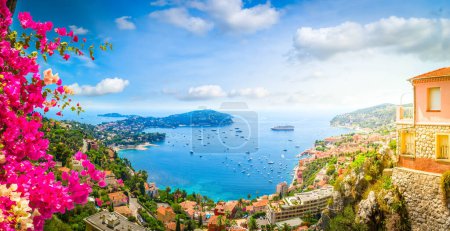 Photo for Panorama of colorful coast and turquiose water of cote dAzur, France - Royalty Free Image