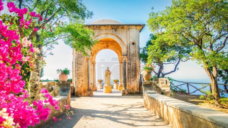 Photo for Beautiful details of Ravello village at summer, Amalfi coast of Italy with flowers, web banner fromat - Royalty Free Image