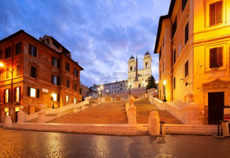 Photo for Spanish Steps illuminated at night, Rome, Italy - Royalty Free Image