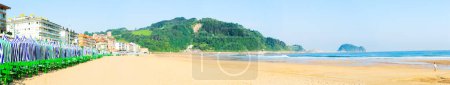 Téléchargez les photos : Panorama de la plage de Zarauz, Pais Vasco, Espagne - en image libre de droit