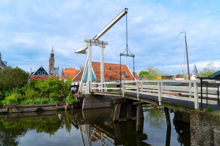 rural dutch traditional country with bridge in small old town Edam, Netherlands