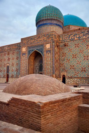 Exterior of Mausoleum of Khoja Ahmed Yasavi in the city of Turkestan ancient building at South Kazakhstan