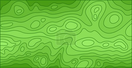 Téléchargez les illustrations : Carte topographique vectorielle abstraite avec des isolines sur fond vert - en licence libre de droit