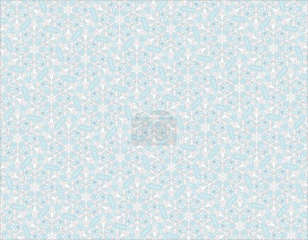 Illustration for Snowflake line pattern. Layered winter season ornate snowflakes background. Linear snow flakes repeat ornament for paper wrap, fabric print, wallpaper decor. Frosty ice outline vector illustration - Royalty Free Image