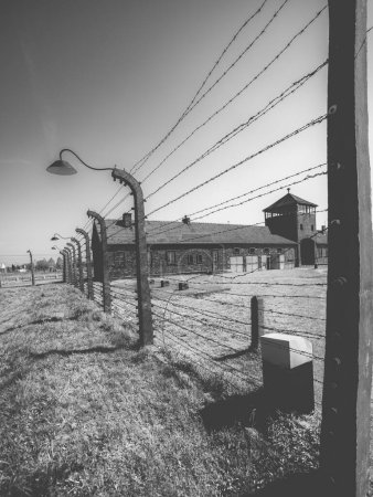 Photo for Poland, Auschwitz - April 18, 2014: German Nazi concentration and extermination camp, Auschwitz-Birkenau - Royalty Free Image