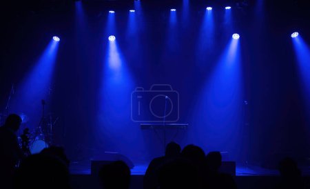 Photo for Light on a free music stage, scene with blue spotlights scene background - Royalty Free Image