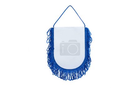 Photo for White pennants with blue border for prints isolated on a white background - Royalty Free Image