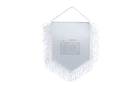 Foto de Banderines blancos con borde para estampados aislados sobre fondo blanco - Imagen libre de derechos