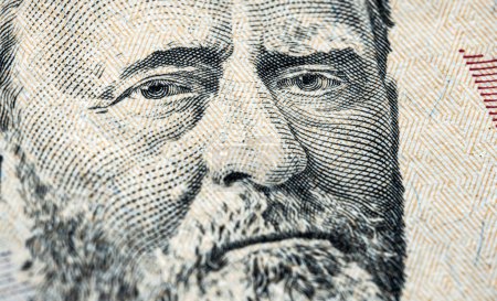 Photo for Portrait of president of USA Ulysses S. Grant on fifty dollars banknote, close up view - Royalty Free Image