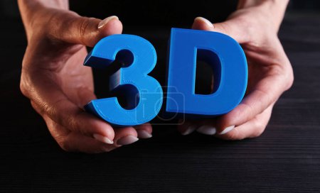 Photo for Blue 3D Three-Dimensional Letters Printed With 3D Printer - Royalty Free Image
