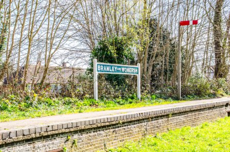 Photo for Bramley and Wonersh train station platform in Surrey near Guildford United Kingdom - Royalty Free Image