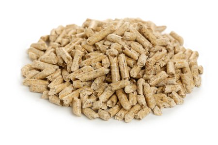 heap of wood pellets isolated on white