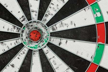 Photo for Used dart board  with holes close up - Royalty Free Image