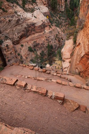 Photo for A section of hiking trail known as Walter's Wiggles going up to Angel's Landing at Zion National Park, Utah. - Royalty Free Image
