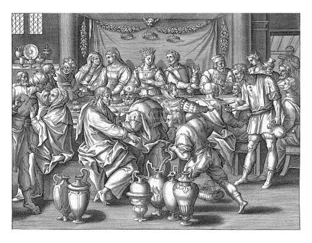 Photo for At the wedding of Cana, Christ orders six pitchers to be filled with water. Then he turns the water into wine. - Royalty Free Image