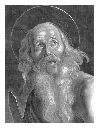 Photo for Saint Bartholomew, with open mouth. In his hand a sword, which is partially visible. - Royalty Free Image