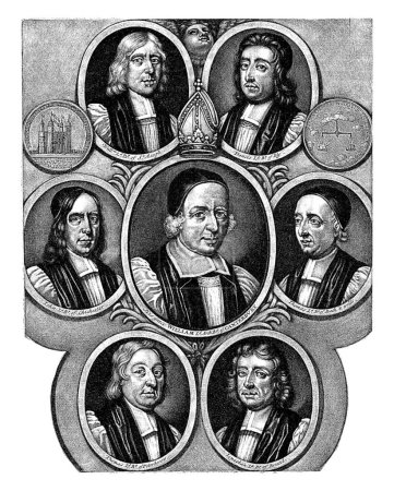 Foto de Los siete obispos de Inglaterra, que fueron puestos en la Torre por el rey Jacobo II en 1688 por rechazar abiertamente su Declaración de indulgencia. - Imagen libre de derechos