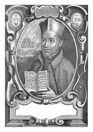 Photo for H. Ignatius van Loyola, Cornelis Galle, after Peter Paul Rubens, c. 1586 - 1676 Saint Ignatius of Loyola, founder of the Jesuit order, shows a book of monastic rules.Behind him a Christ monogram. - Royalty Free Image