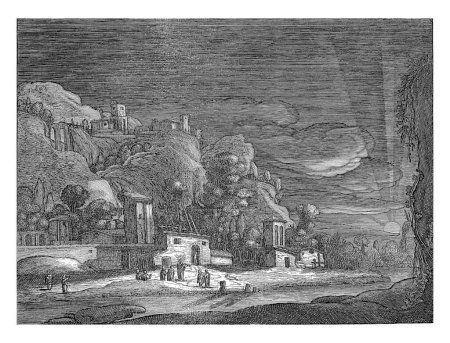 Téléchargez les photos : Vue de Béthanie, Nicolaes Lastman, 1654 Vue du village de Béthanie, le seul endroit sur terre où le Christ a été accueilli. Sur la gauche se trouvent des maisons sur et au pied d'une colline. - en image libre de droit