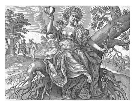 Foto de La Edad de Oro: La Ley de la Naturaleza, Hieronymus Wierix, después de Maerten de Vos, después de Willem van Haecht (I), 1563 - antes de 1580 La personificación femenina de la Ley de la Naturaleza - Imagen libre de derechos