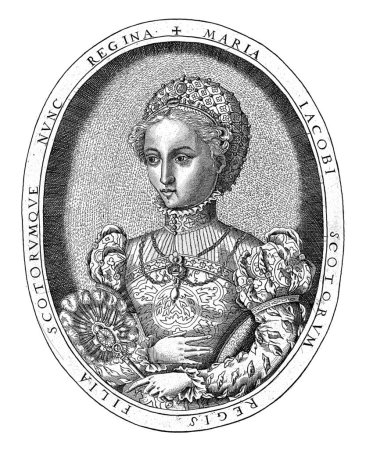 Photo for Half-length portrait to the left of Mary I Stuart, Queen of Scots in an oval with her name and title in Latin. Copy after the print from the series: portraits of rulers. - Royalty Free Image