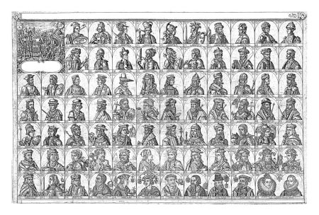 Photo for Seven rows with a total of eighty numbered busts of Habsburg monarchs from Antenor II to the double portrait of Albrecht and Isabella, governors of the Southern Netherlands. - Royalty Free Image