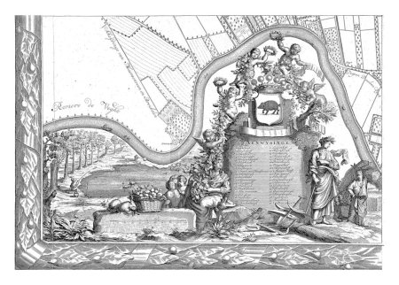 Foto de Planta del señorío de Maarsseveen, Philibert Bouttats (I), 1690 - 1691 Placa inferior izquierda. El mapa de parte del señorío de Maarsseveen. En la esquina inferior izquierda una leyenda y una escala. - Imagen libre de derechos